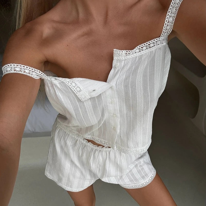 Ruffled Shorts Pajama Set