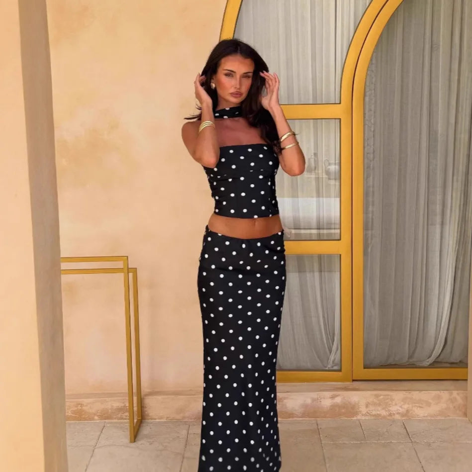 Backless Vest & Skirt 2-Piece Set