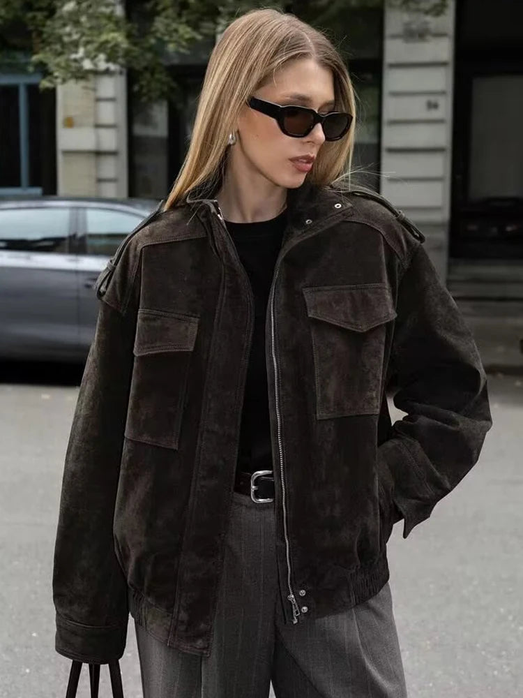 Chic Suede Zip-Up Jacket