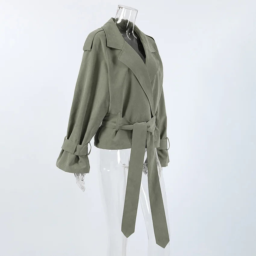 Lace-Up Pocket Trench Jacket