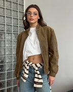 Suede Stand-Collar Short Jacket