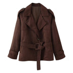 Brown Suede Long Sleeve Jacket