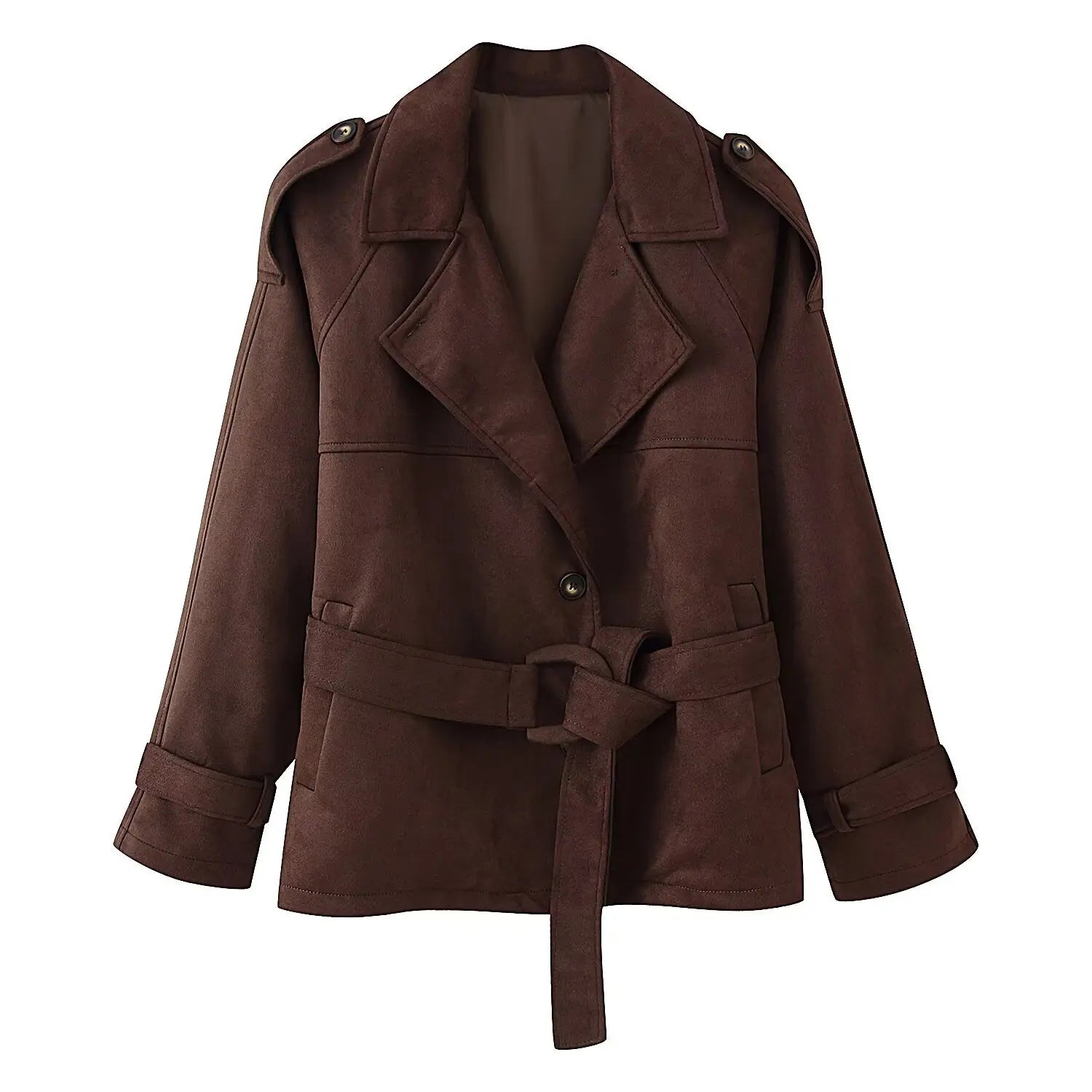 Brown Suede Long Sleeve Jacket