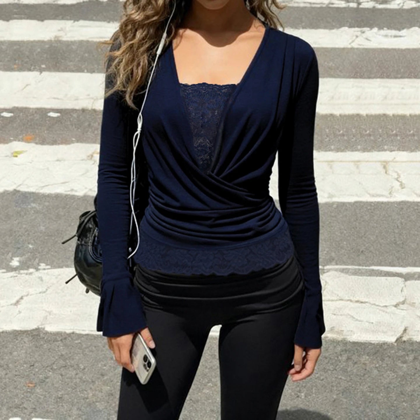 Elegant Lace Patchwork Two-Piece T-Shirt