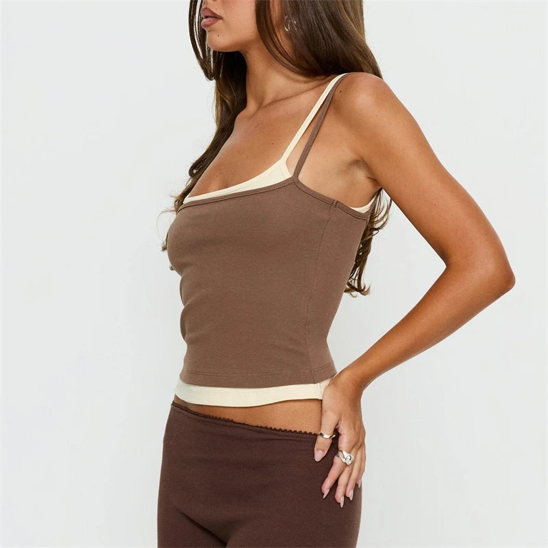 Double-Layer Cotton Camisole Set