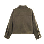 Olive Green Suede Lapel Jacket