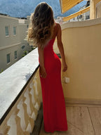 Backless Mesh Maxi Dress