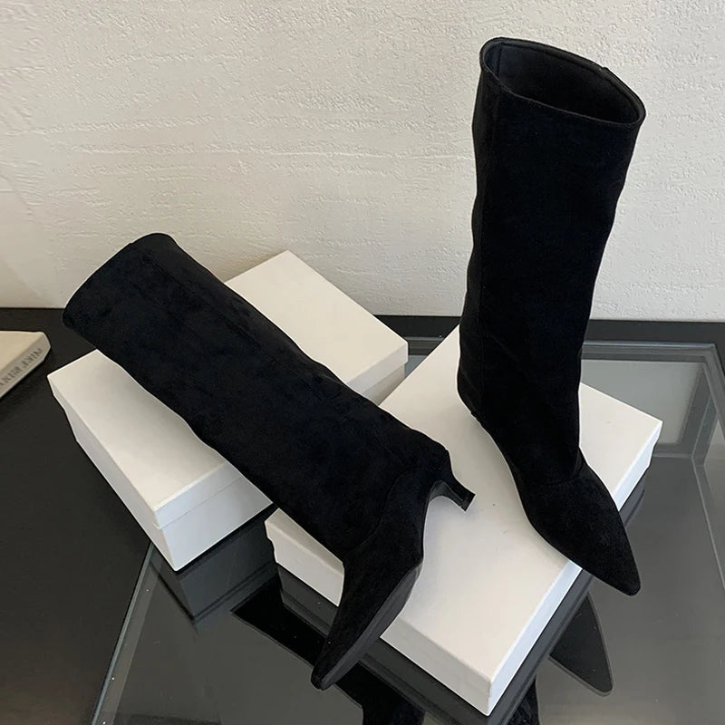 Suede Knee-High Boots