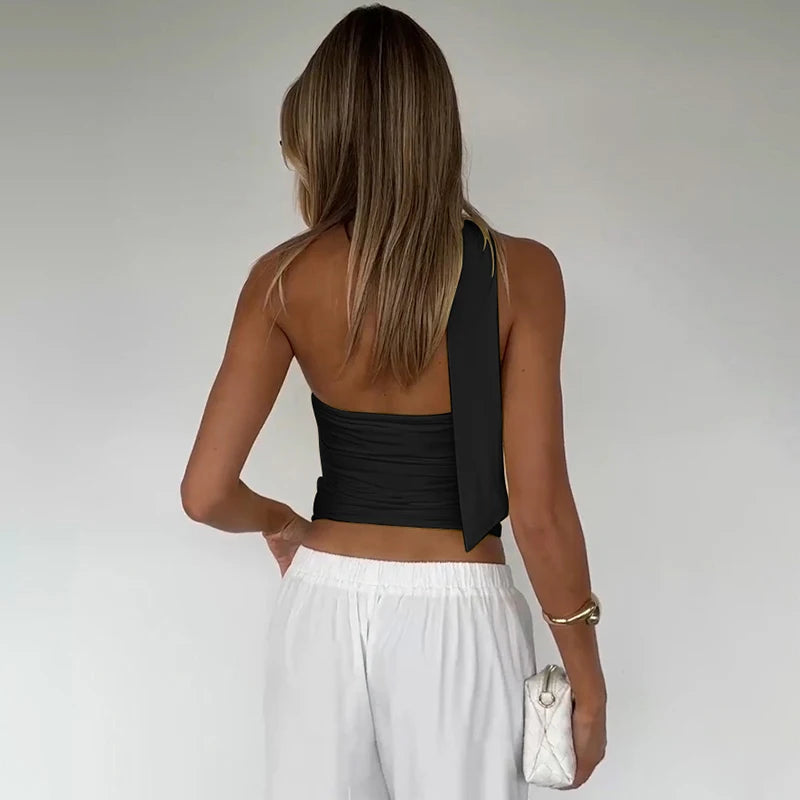 Halter Scarf Strapless Crop Top
