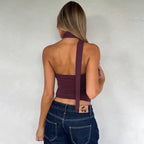 Halter Scarf Strapless Crop Top