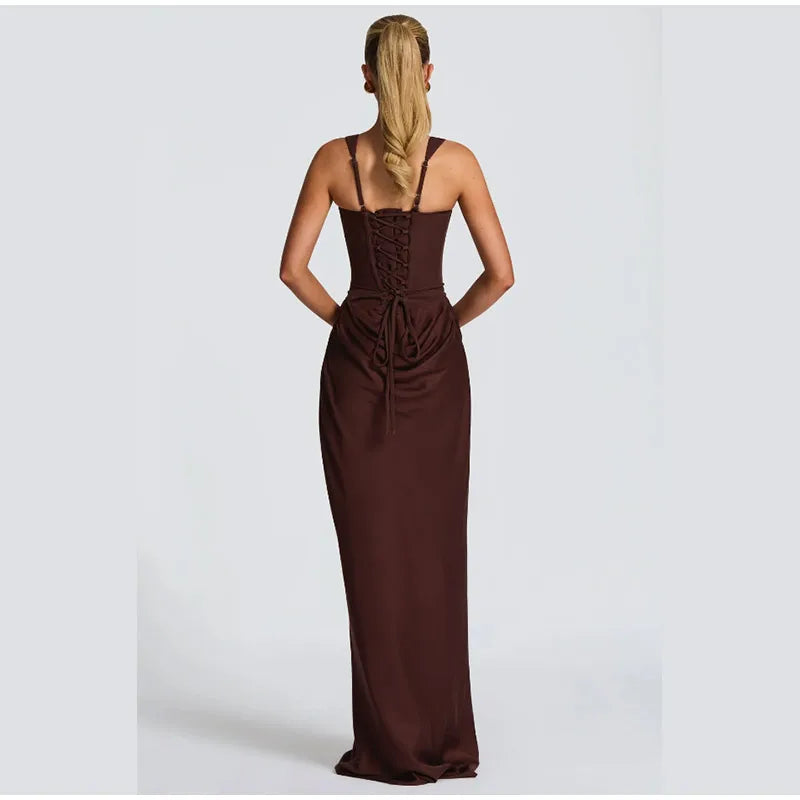 Pleated Sling Maxi Dress