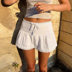 High-Waist White Lace Cake Skirt