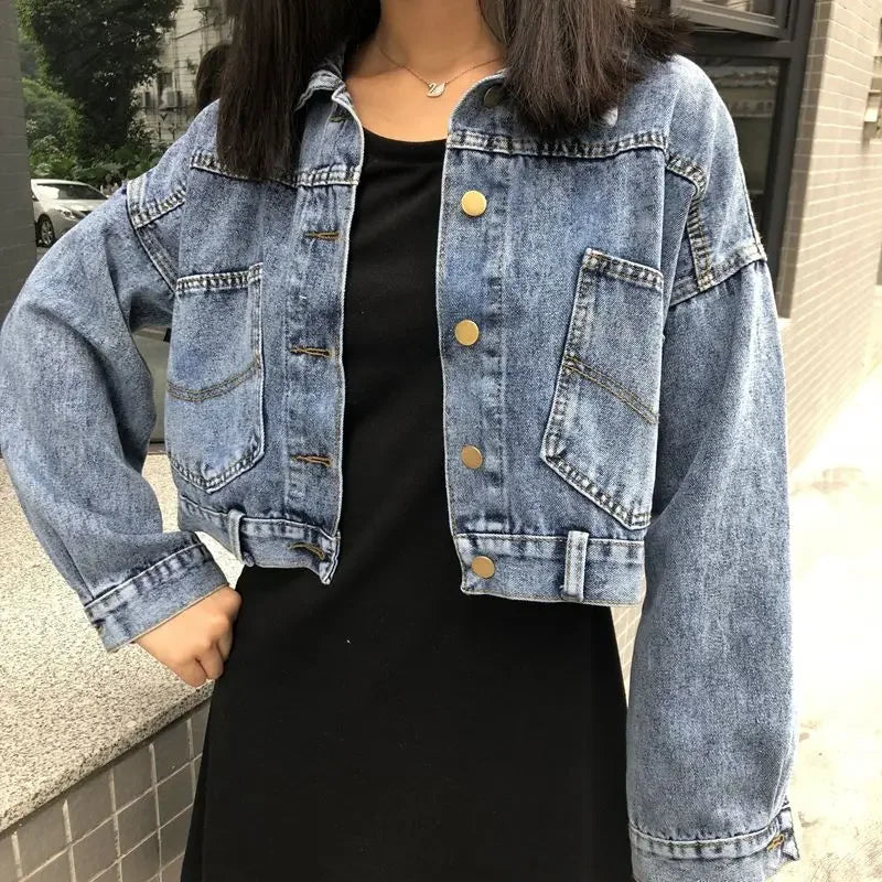 Loose-Fit, Cropped Denim Jacket