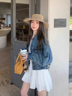 Loose Fit Short Sleeveless Denim Jacket