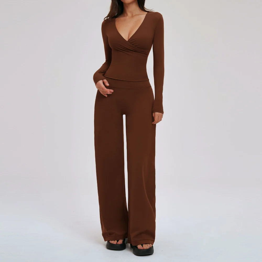 Deep-V Flared Yoga Set
