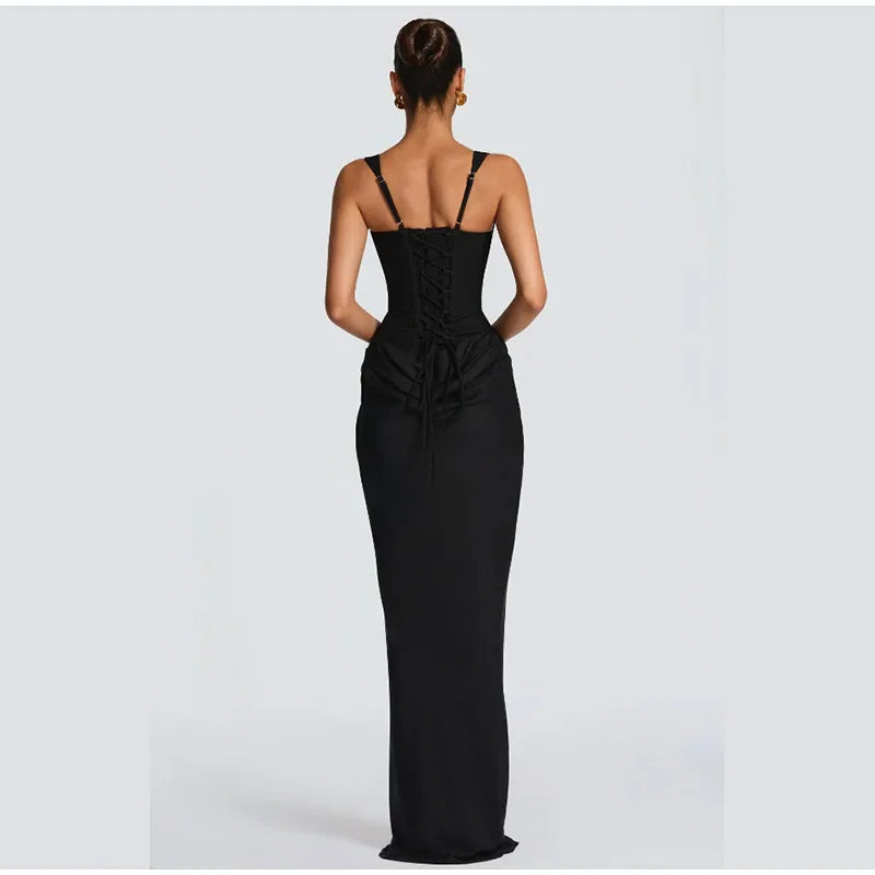 Pleated Sling Maxi Dress