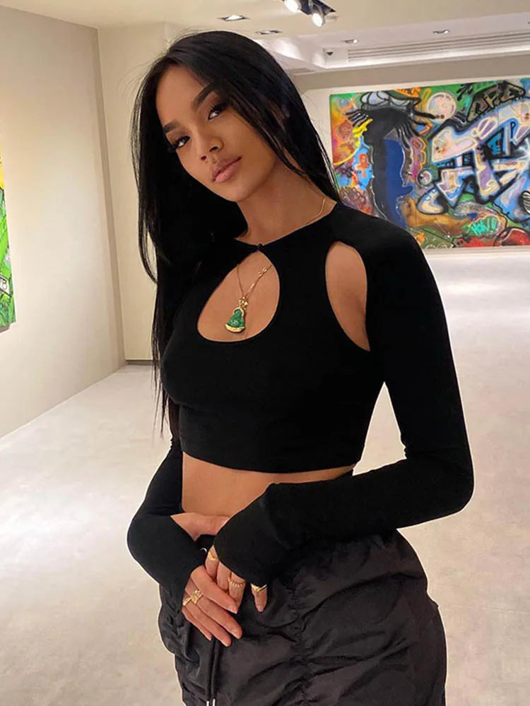 Cropped Long-Sleeved Top