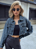 Short Turn-Down Denim Jacket