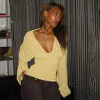 Deep V-Neck Flare-Sleeve Tee