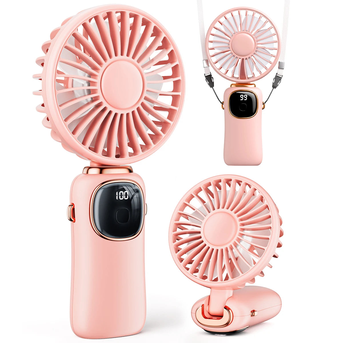 coldSky Handheld Mini Fan 4000mAh Battery Portable Rechargeable Fan with LED Display 5 Speed Turbo Fan for Beach Travel Vacation