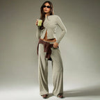 Striped Cardigan & Loose Trousers Co-Ord