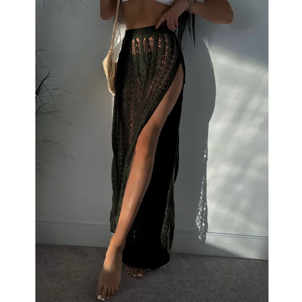 High-Split Knitted Beach Trousers
