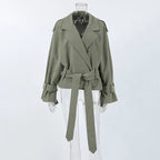 Lace-Up Pocket Trench Jacket
