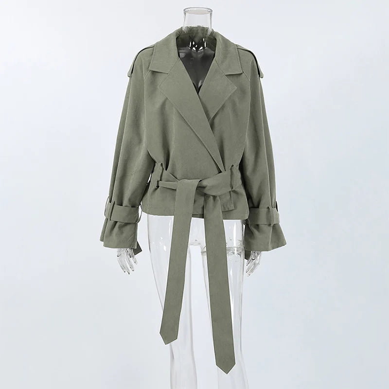 Lace-Up Pocket Trench Jacket