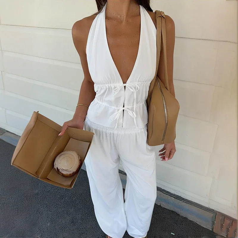 Halter Vest Two-Piece Set
