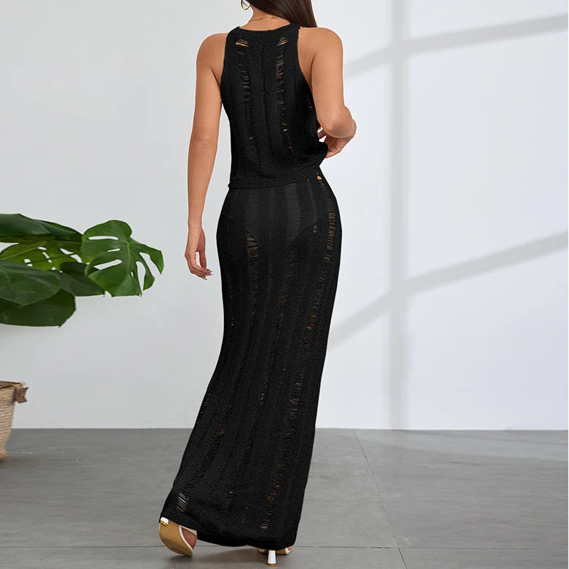 Sleeveless 2 Piece Bikini Cover Up