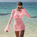 Lace See-Through Mini Dress and Bikini Set