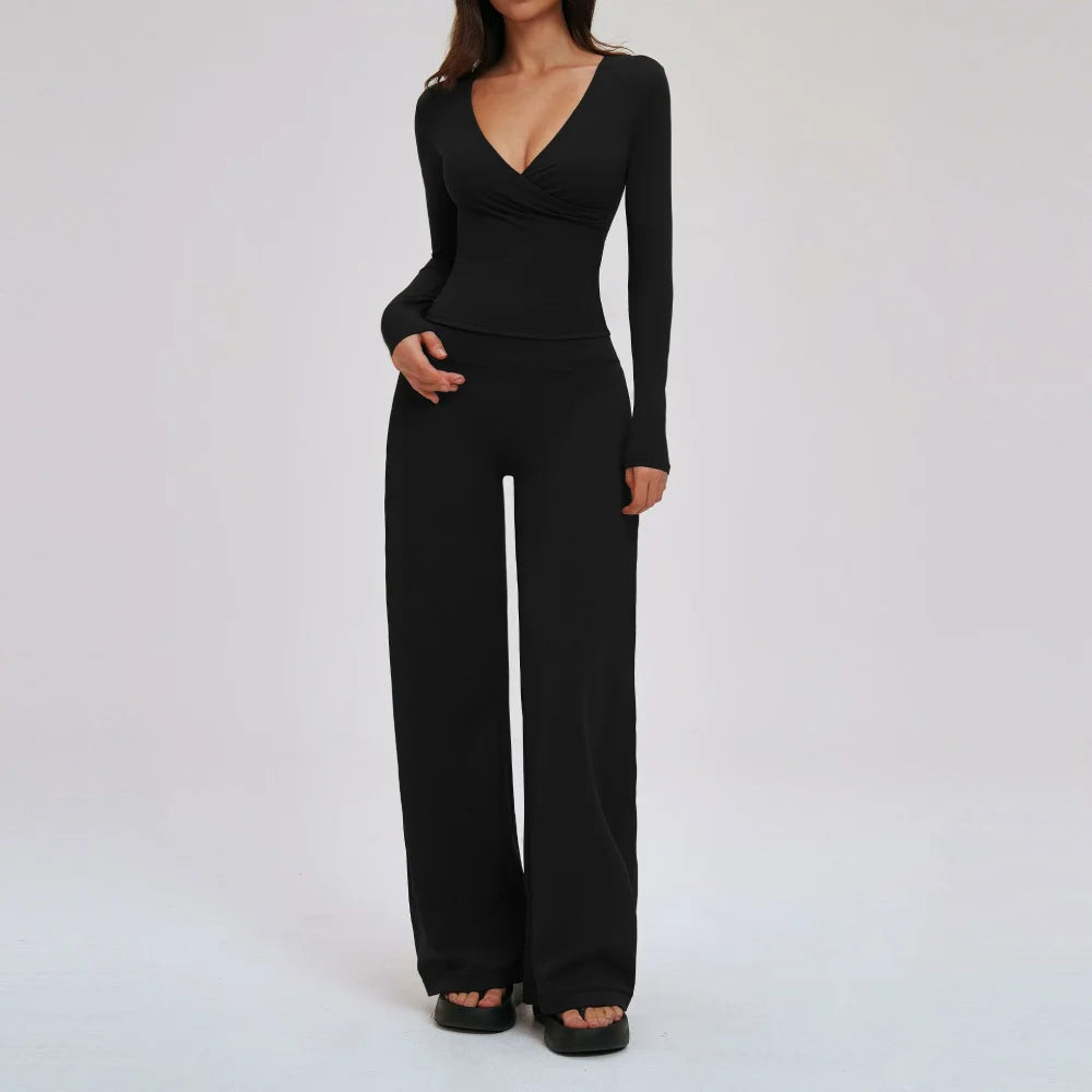 Deep-V Flared Yoga Set