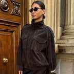 Oversized Suede Bomber Jacket