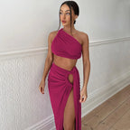 2-Piece Backless Crop & Side-Slit Maxi Co-Ord