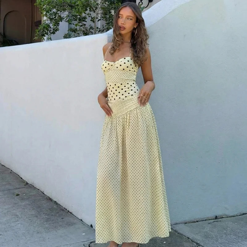 Lace Up Polka Dot Beach Dress