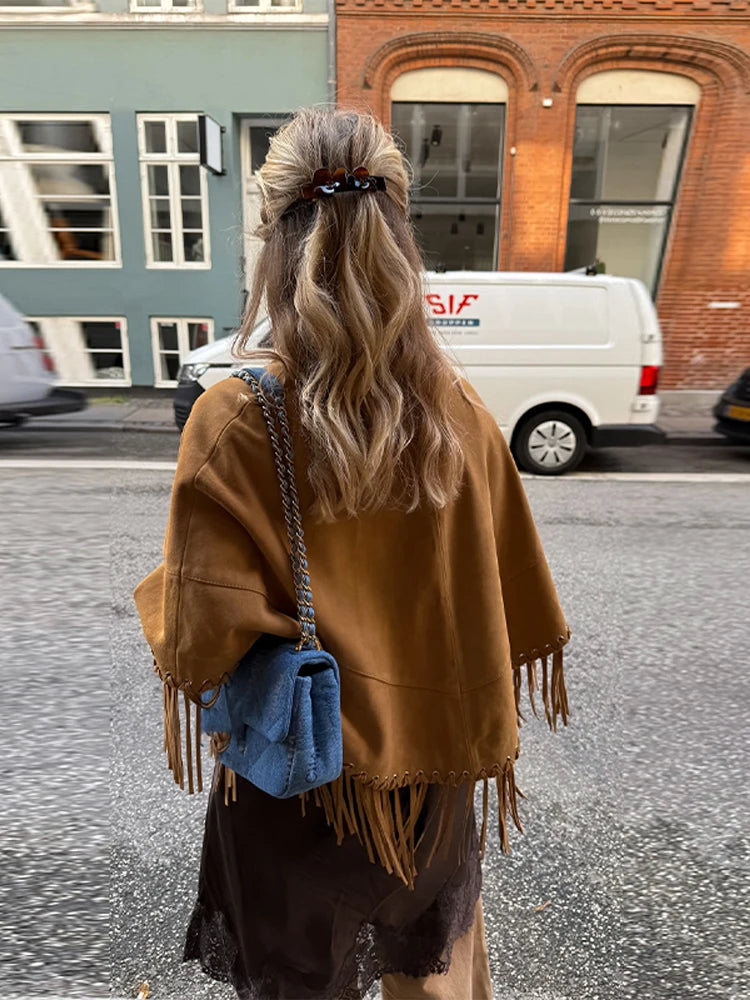 Tassel Suede Cape-Jacket