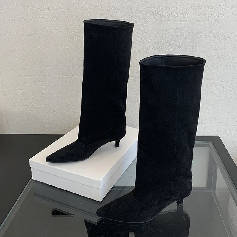Suede Knee-High Boots