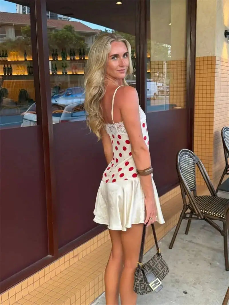 Satin Polka Dot Mini Dress