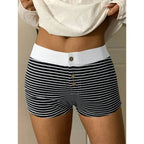 Casual Striped Knit Shorts
