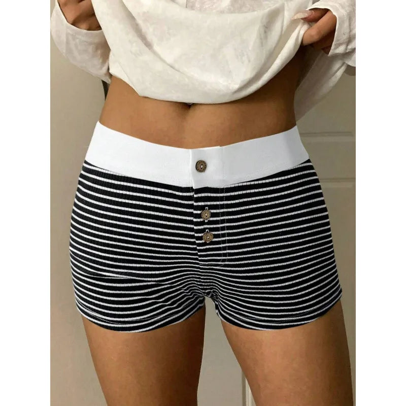 Casual Striped Knit Shorts