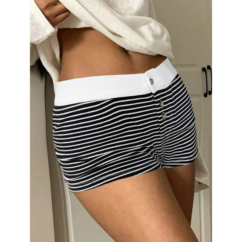 Casual Striped Knit Shorts