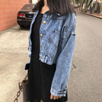 Loose-Fit, Cropped Denim Jacket