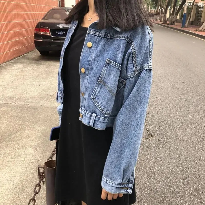 Loose-Fit, Cropped Denim Jacket