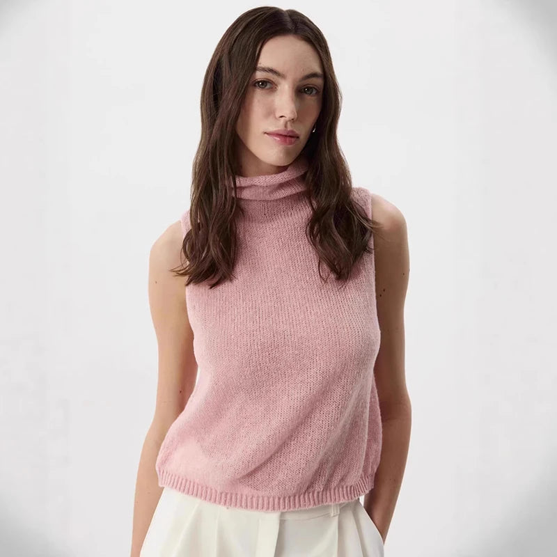 Turtleneck Hollow Knitted Vest