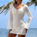 Long Sleeve Knit Bikini Cover-Up Dress