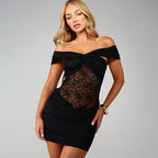 Off Shoulder Lace Mini Dress