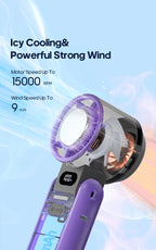 Portable High Speed Cooling Handheld Fan 3600mAh Rechargeable 100 Speed Adjustable Mini Foldable Air Cooling Turbo Fan & Lanyard