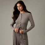 Striped Cardigan & Loose Trousers Co-Ord