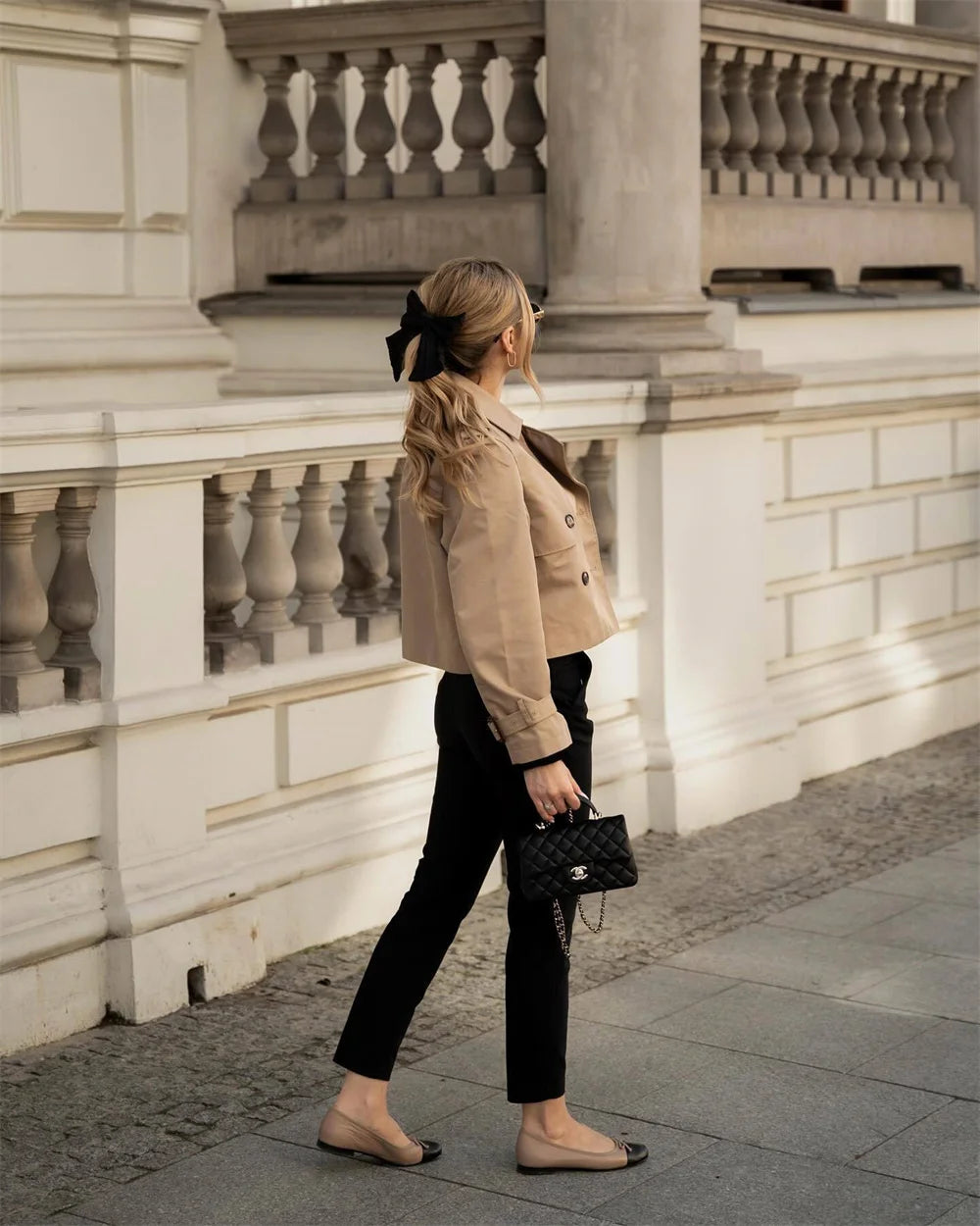 Cropped Double-Breasted Trench Jacket