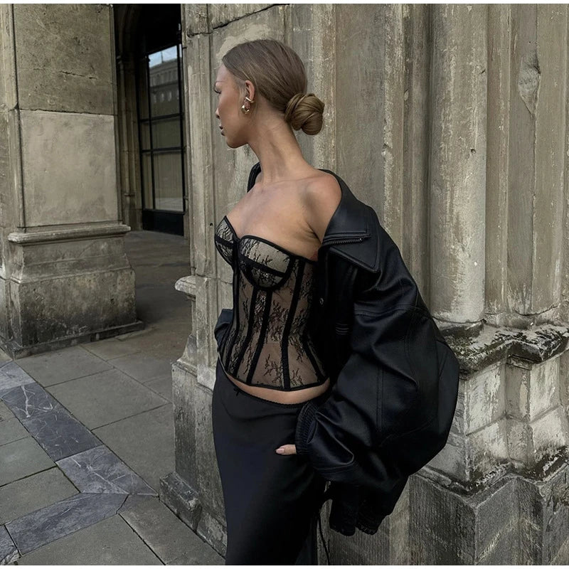 Hollowed Out Lace Bra Corset